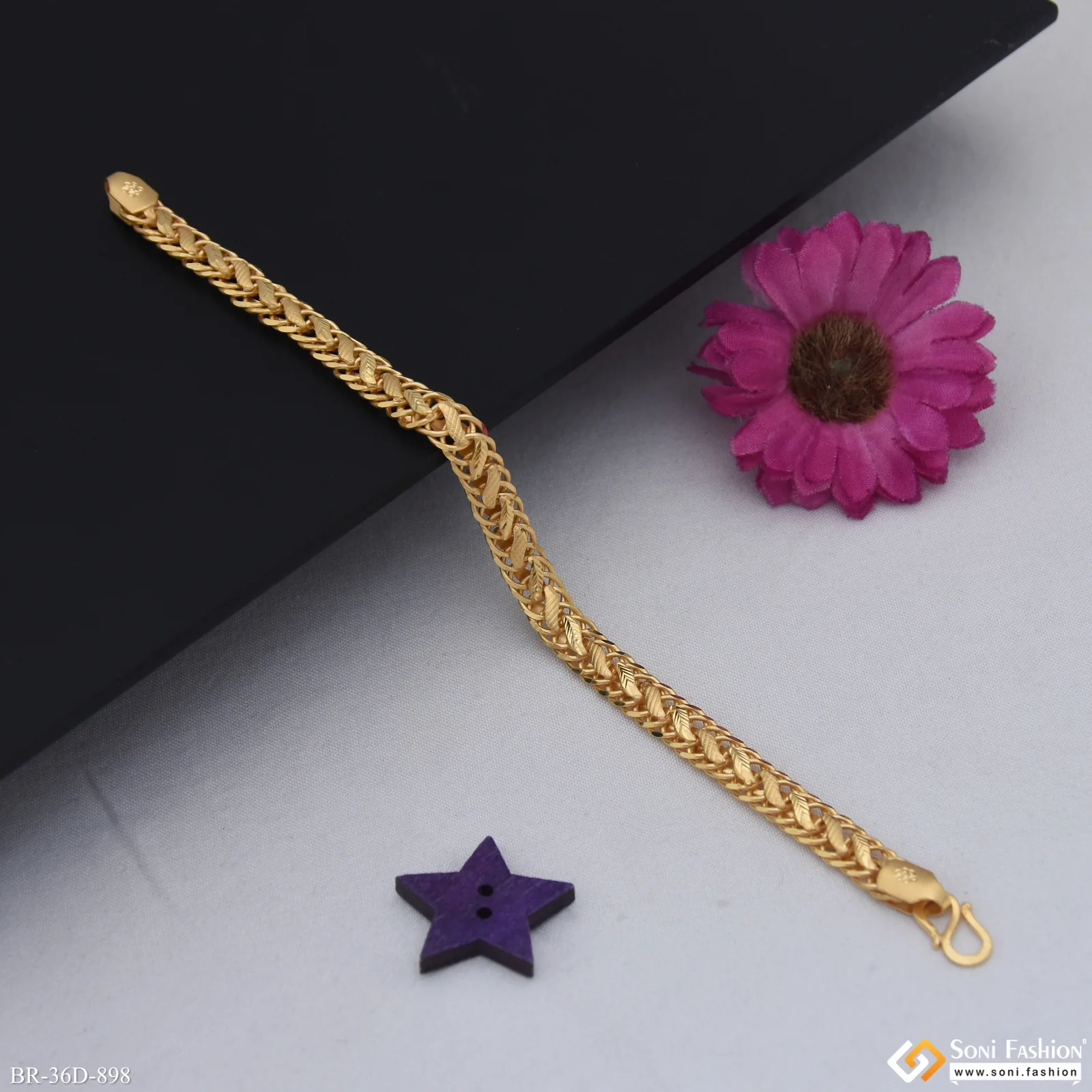 1 Gram Gold Plated Link Bracelet for Men - Style D898 - Image 4