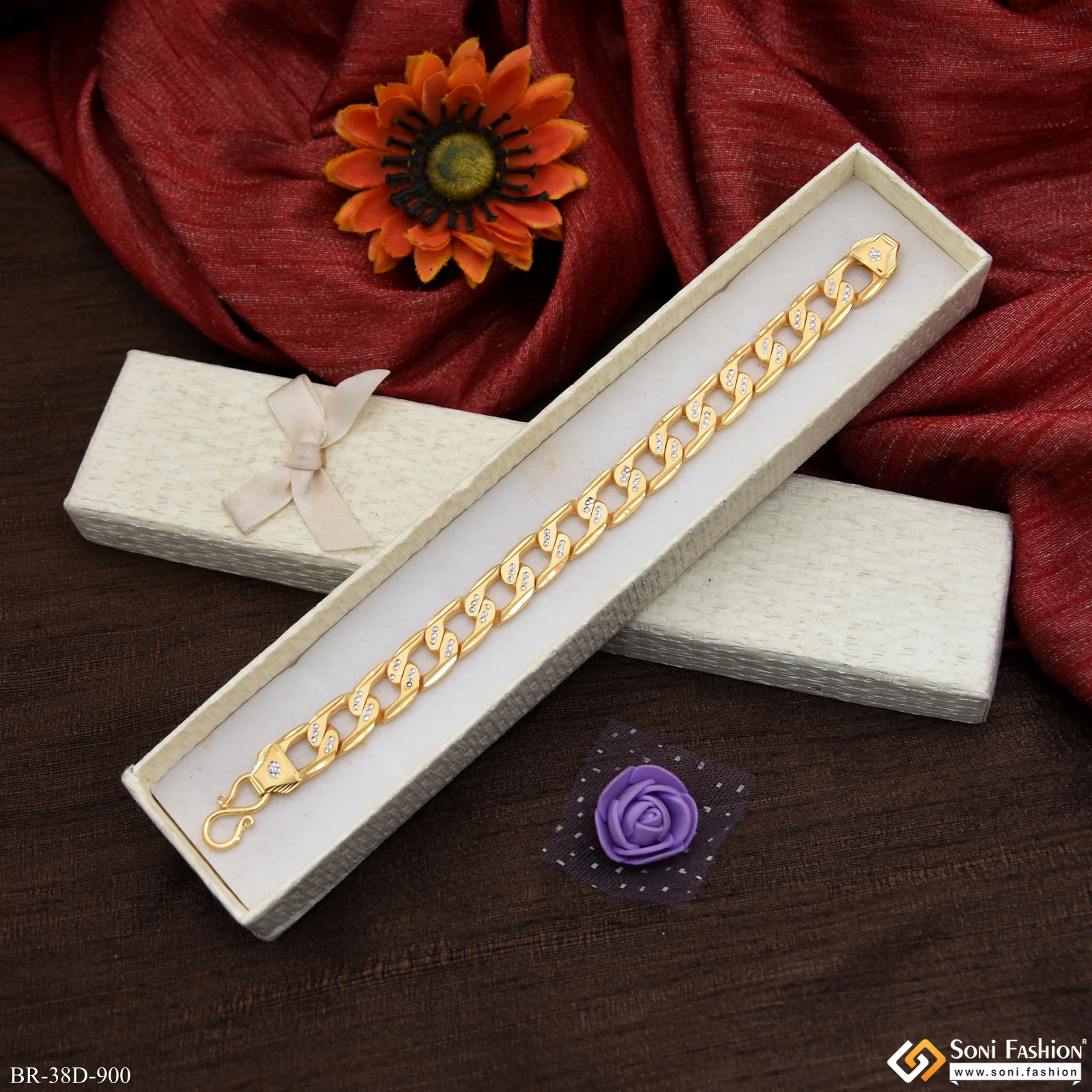 1 Gram Gold Plated Link Bracelet for Men - Style D900 - Image 5