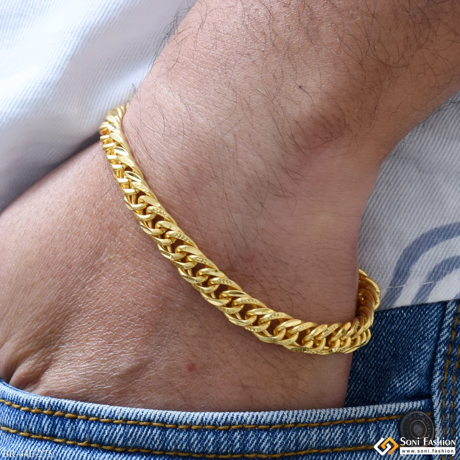 1 Gram Gold Plated Link Bracelet for Men - Style E275