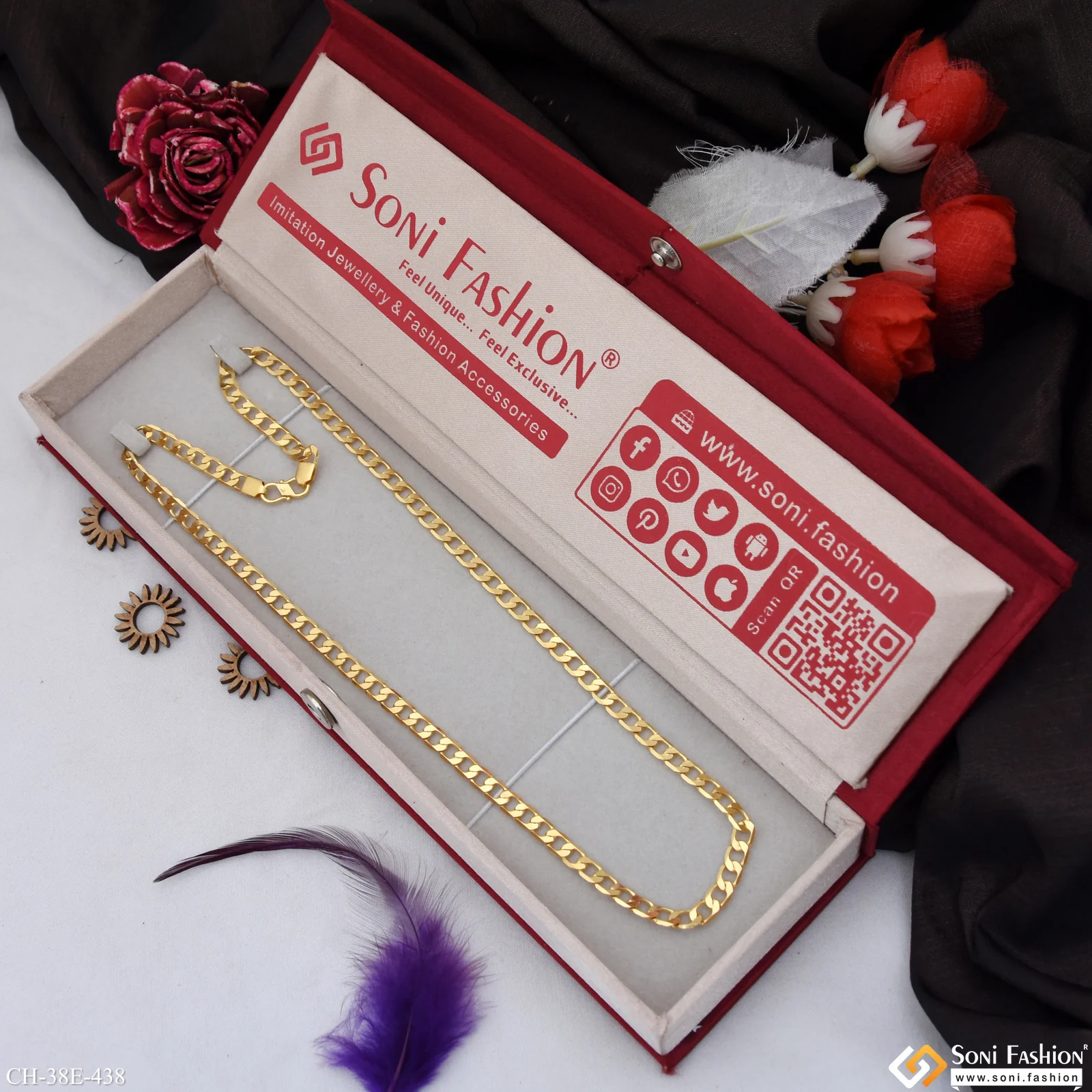1 Gram Gold Plated Link Chain for Men - Style E438 - Image 3