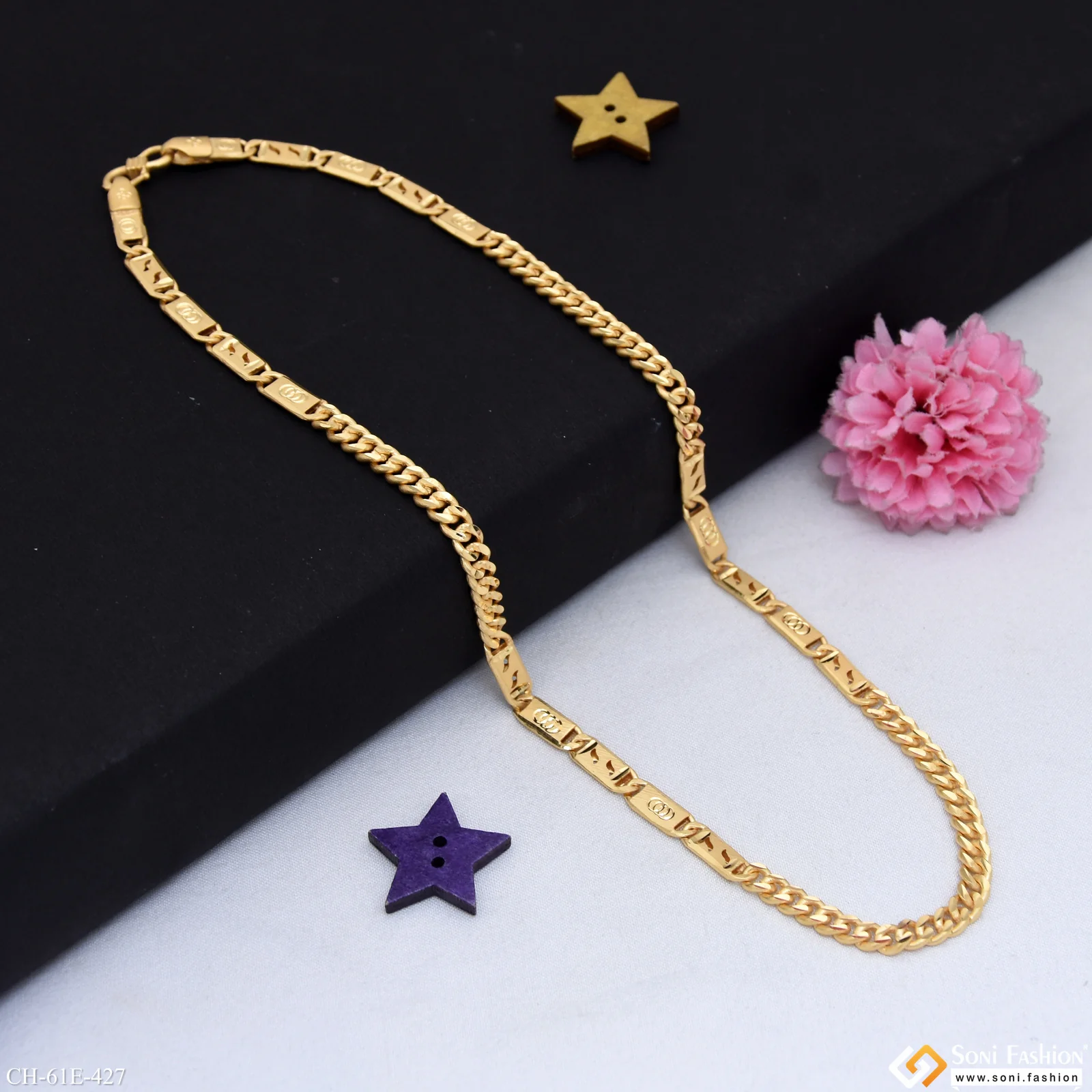 1 Gram Gold Plated Link Nawabi Chain for Men - Style E427 - Image 4