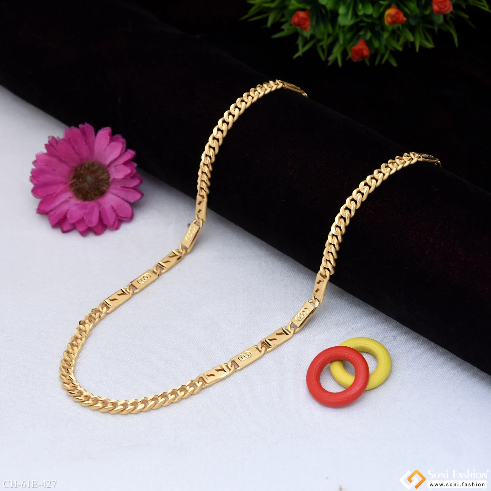 1 Gram Gold Plated Link Nawabi Chain for Men - Style E427 - Image 5