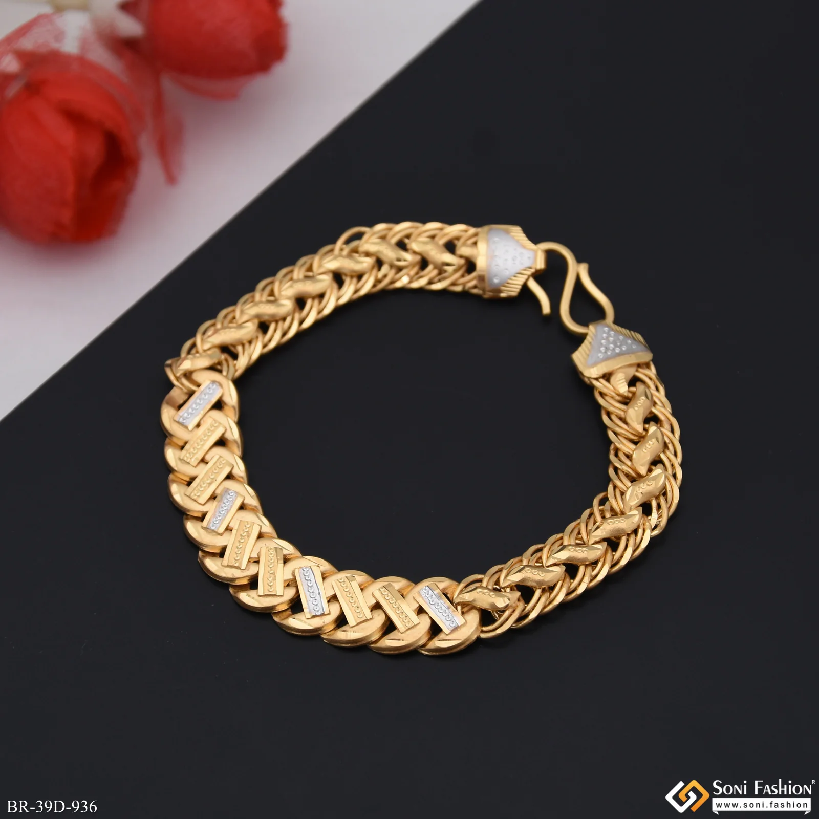 1 Gram Gold Plated Link Pokal Bracelet for Men - Style D936 - Image 6