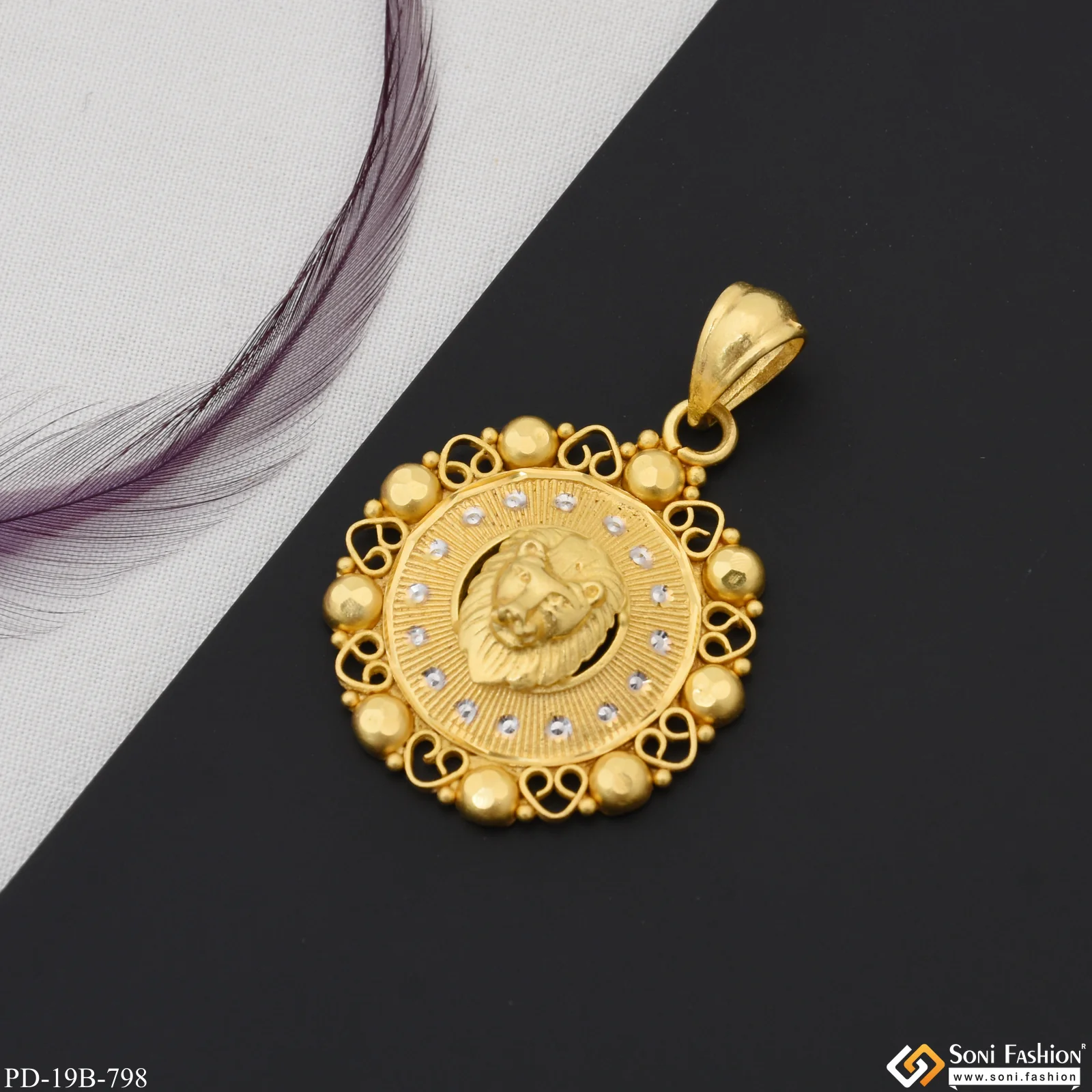 1 Gram Gold Plated Lion Awesome Design Pendant for Men - Style B798 - Image 6