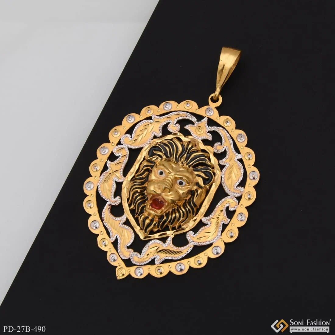 1 Gram Gold Plated Lion Best Quality Durable Design Pendant for Men - Style B490 - Image 3