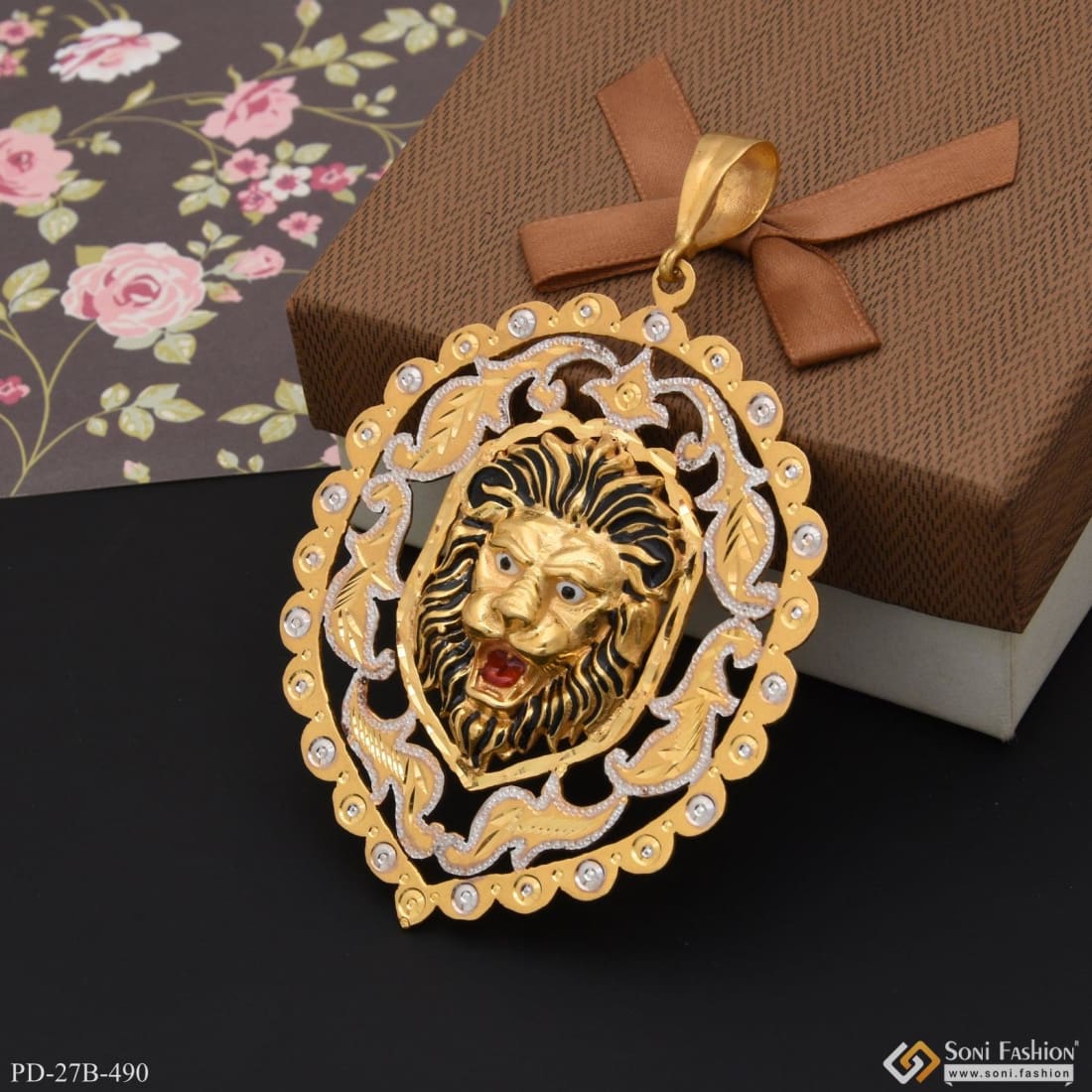 1 Gram Gold Plated Lion Best Quality Durable Design Pendant for Men - Style B490 - Image 4