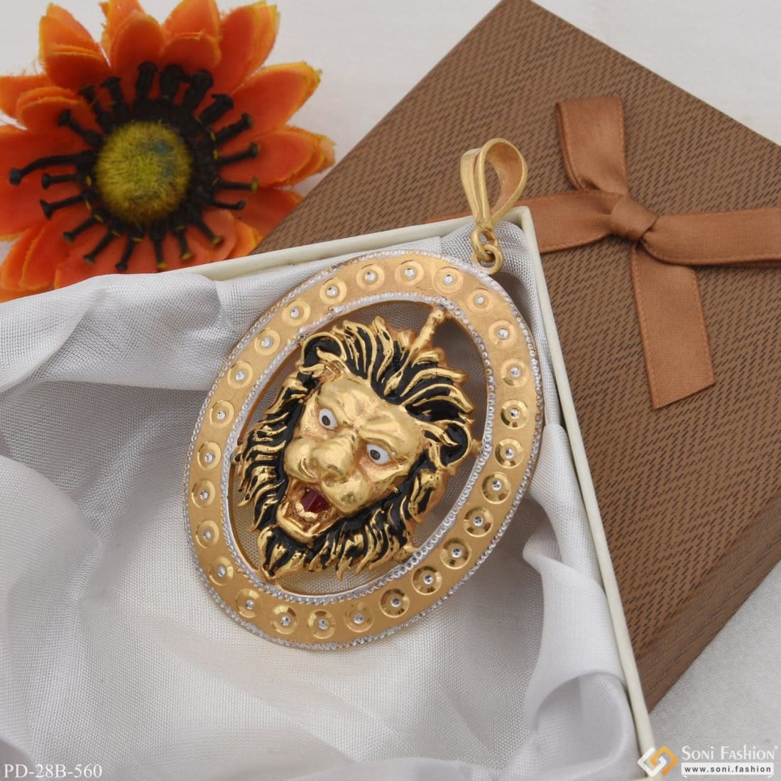 1 Gram Gold Plated Lion Chic Design Superior Quality Pendant for Men - Style B560 - Image 2