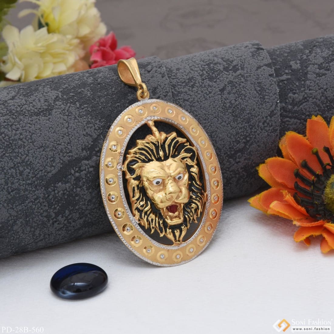 1 Gram Gold Plated Lion Chic Design Superior Quality Pendant for Men - Style B560 - Image 3