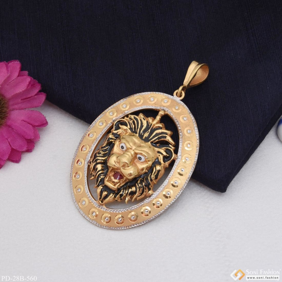 1 Gram Gold Plated Lion Chic Design Superior Quality Pendant for Men - Style B560 - Image 4