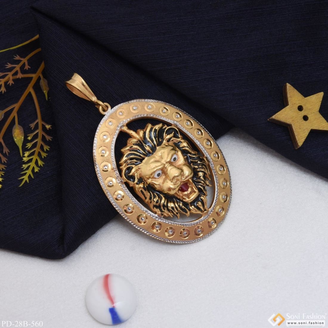 1 Gram Gold Plated Lion Chic Design Superior Quality Pendant for Men - Style B560 - Image 5