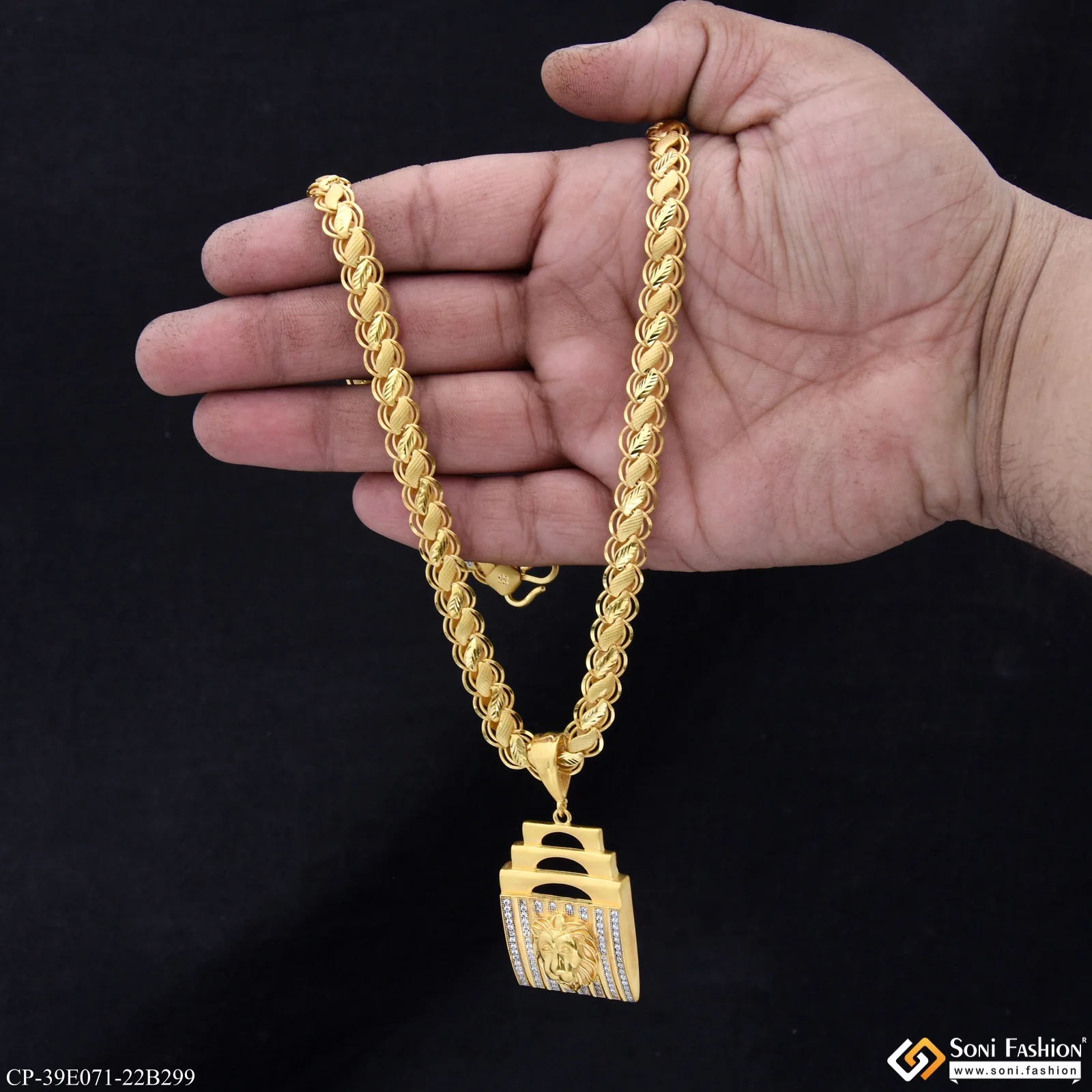 1 Gram Gold Plated Lion Pendant With Chain for Men (CP-E071-B299) - Image 2
