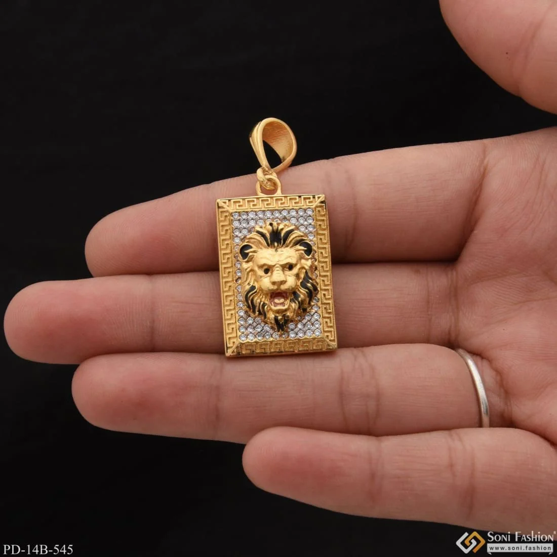 1 Gram Gold Plated Lion With Diamond Funky Design Pendant For Men - Style B545 - Image 2