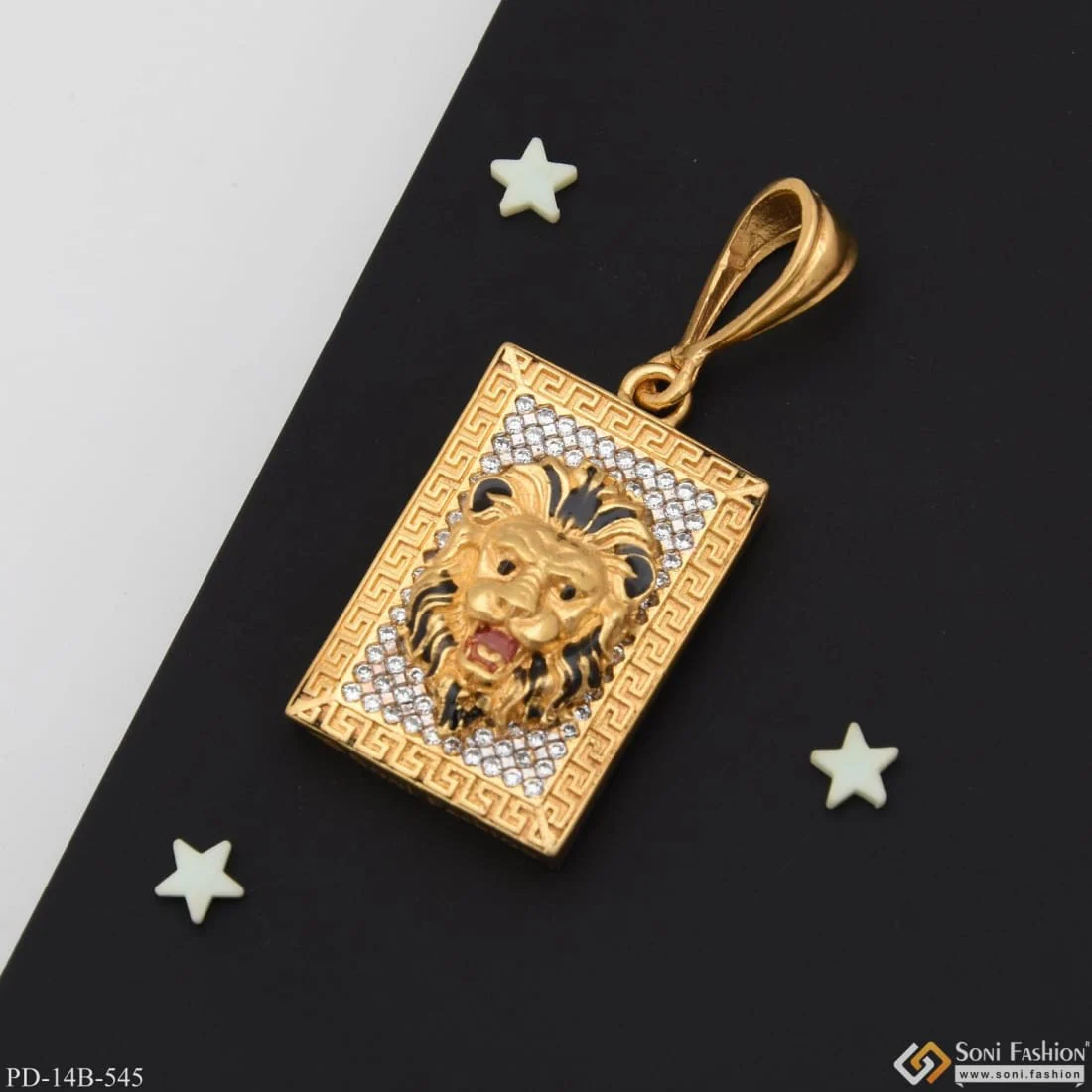 1 Gram Gold Plated Lion With Diamond Funky Design Pendant For Men - Style B545 - Image 5