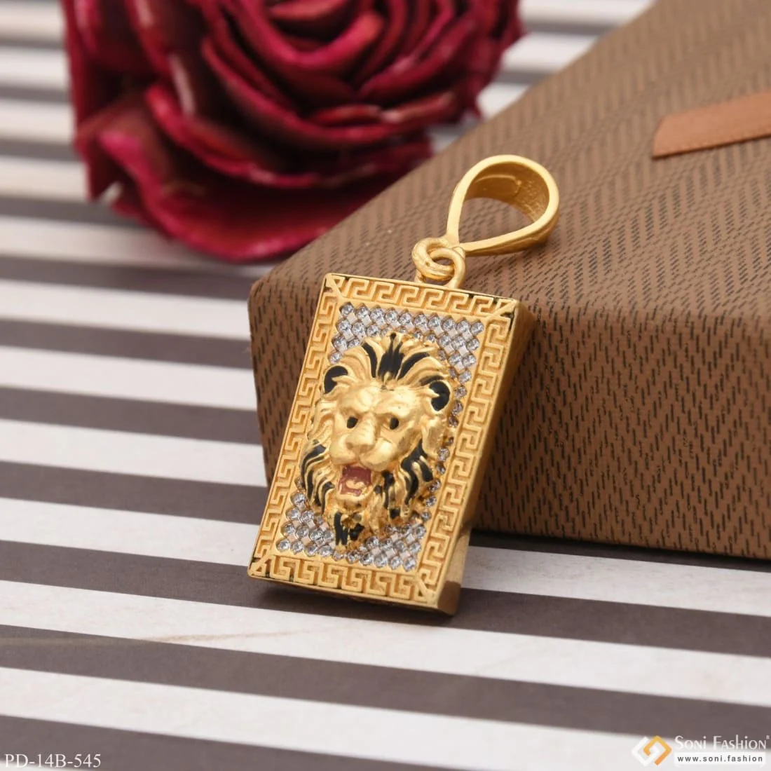 1 Gram Gold Plated Lion With Diamond Funky Design Pendant For Men - Style B545 - Image 6