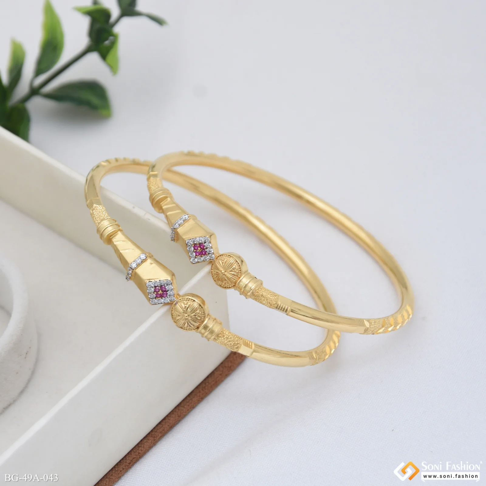 1 Gram Gold Plated Lovely Design Bangles for Women - Style A043 - Image 4