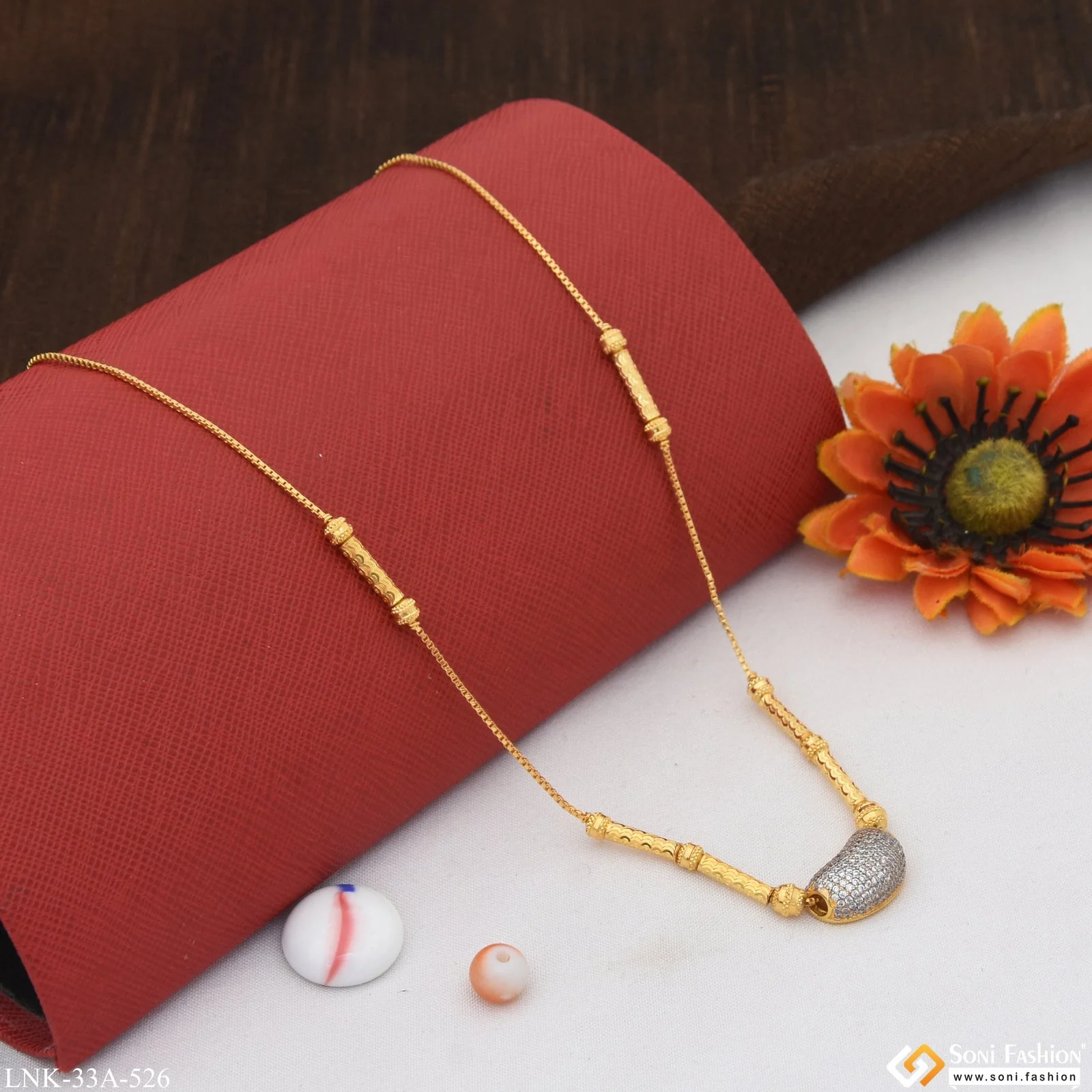 1 Gram Gold Plated Lovely Design Necklace for Ladies - Style A526 - Image 3