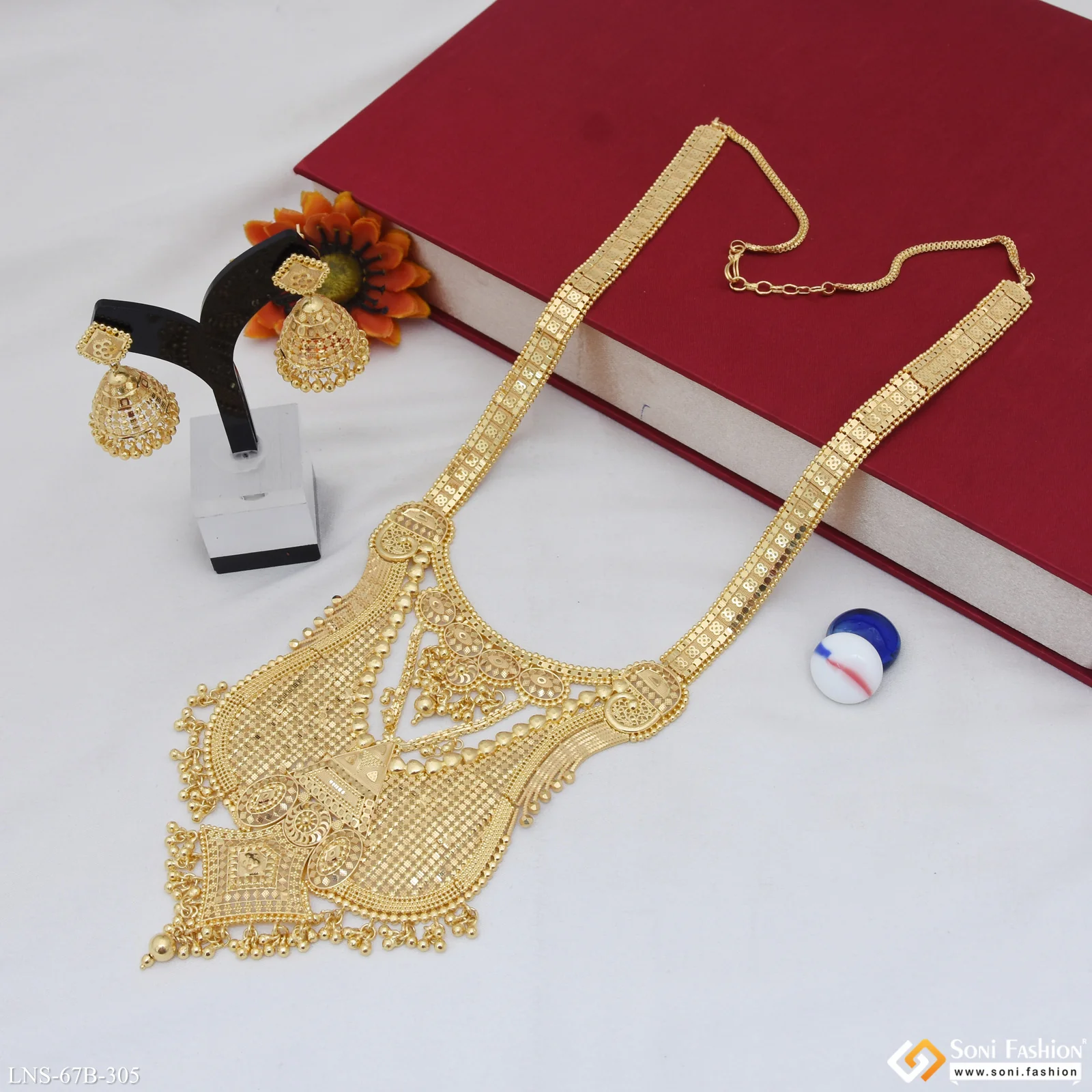 1 Gram Gold Plated Lovely Design Necklace Set for Women - Style B305 - Image 3
