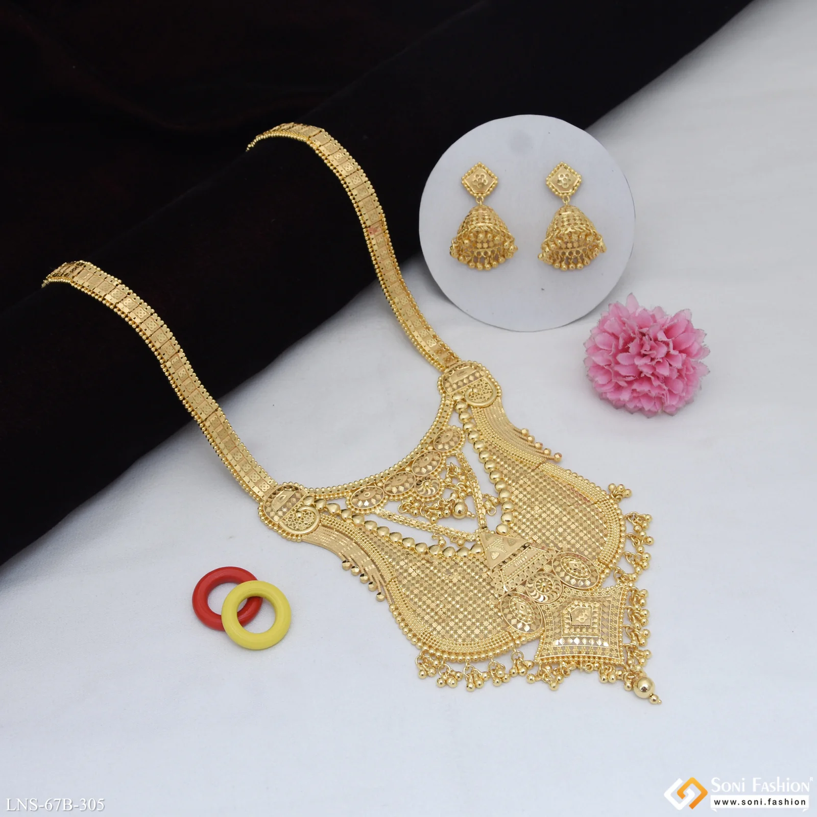 1 Gram Gold Plated Lovely Design Necklace Set for Women - Style B305 - Image 4