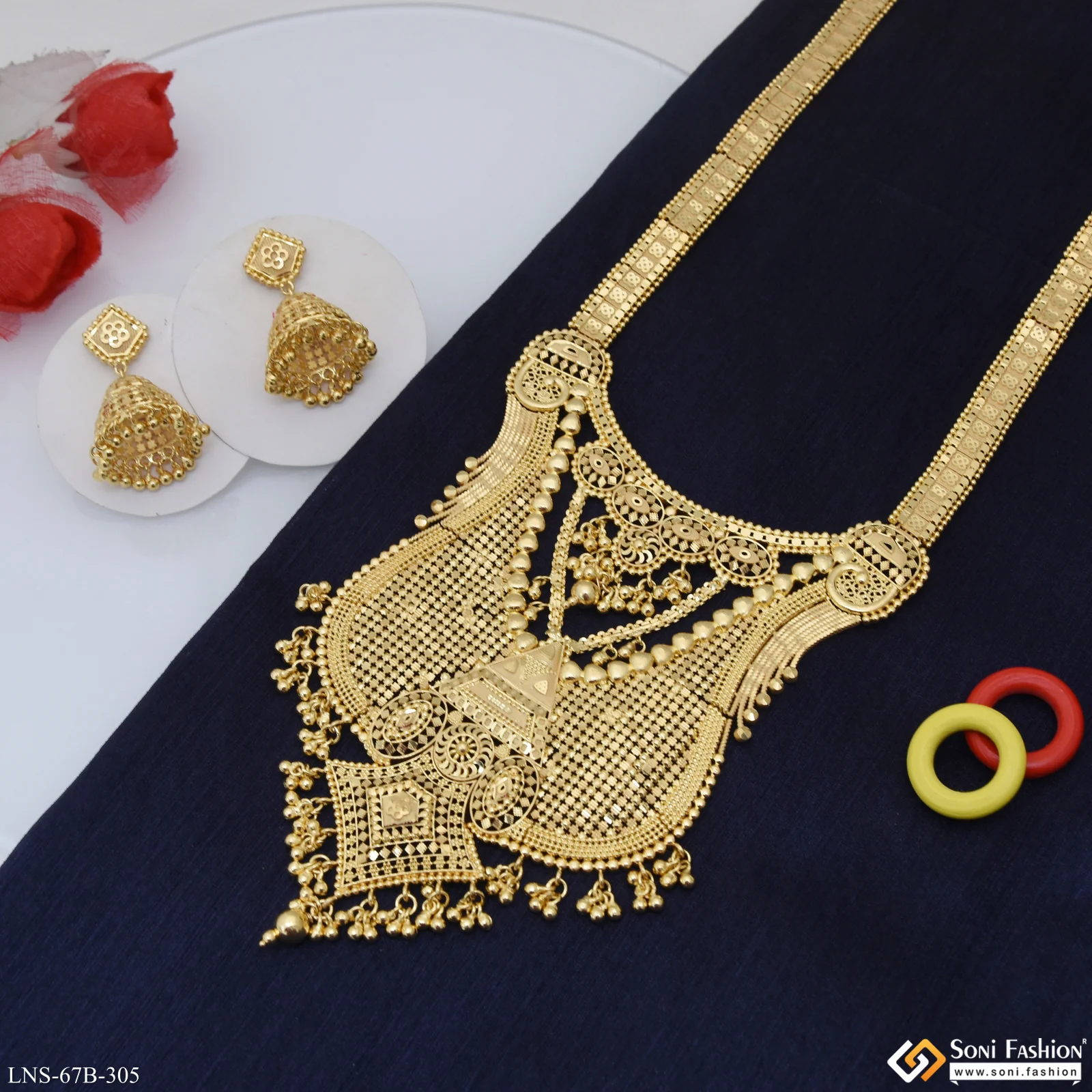 1 Gram Gold Plated Lovely Design Necklace Set for Women - Style B305 - Image 5