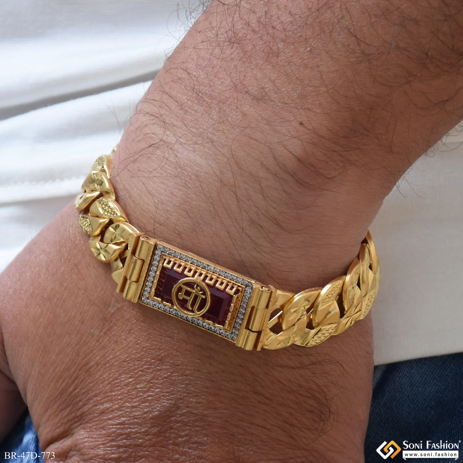 1 Gram Gold Plated Maa Awesome Design Pokal Bracelet for Men - Style D773