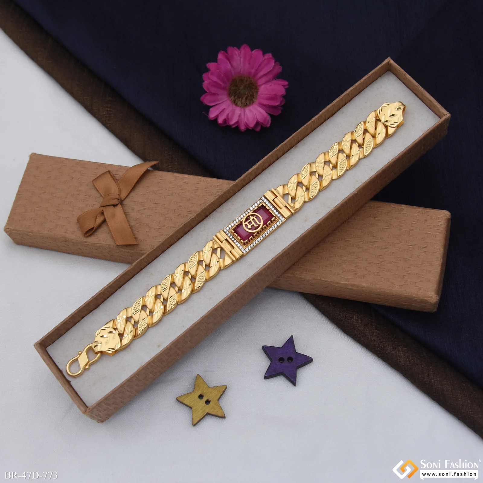 1 Gram Gold Plated Maa Awesome Design Pokal Bracelet for Men - Style D773 - Image 3