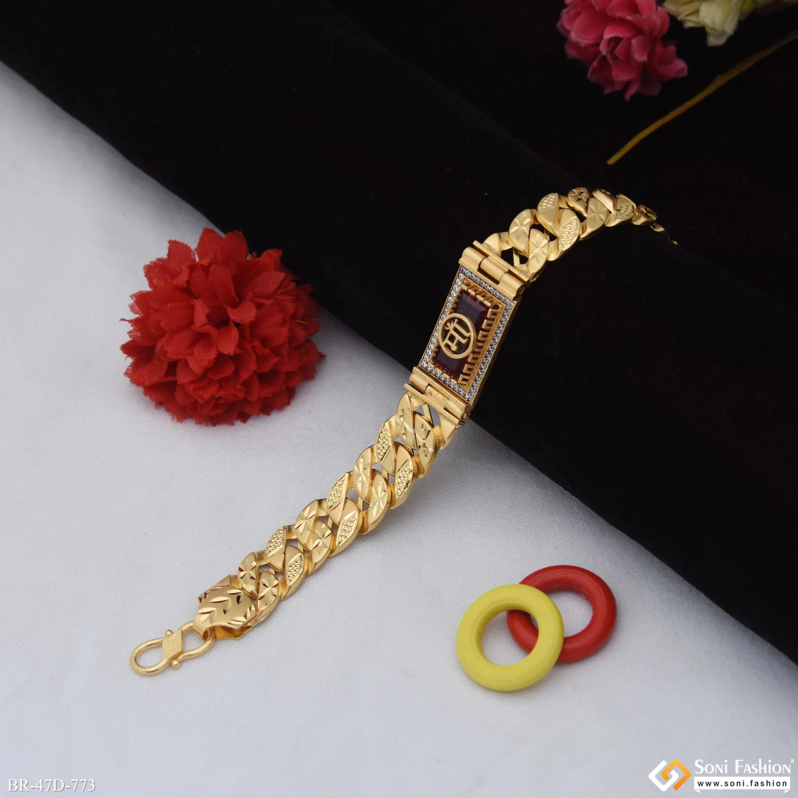 1 Gram Gold Plated Maa Awesome Design Pokal Bracelet for Men - Style D773 - Image 4