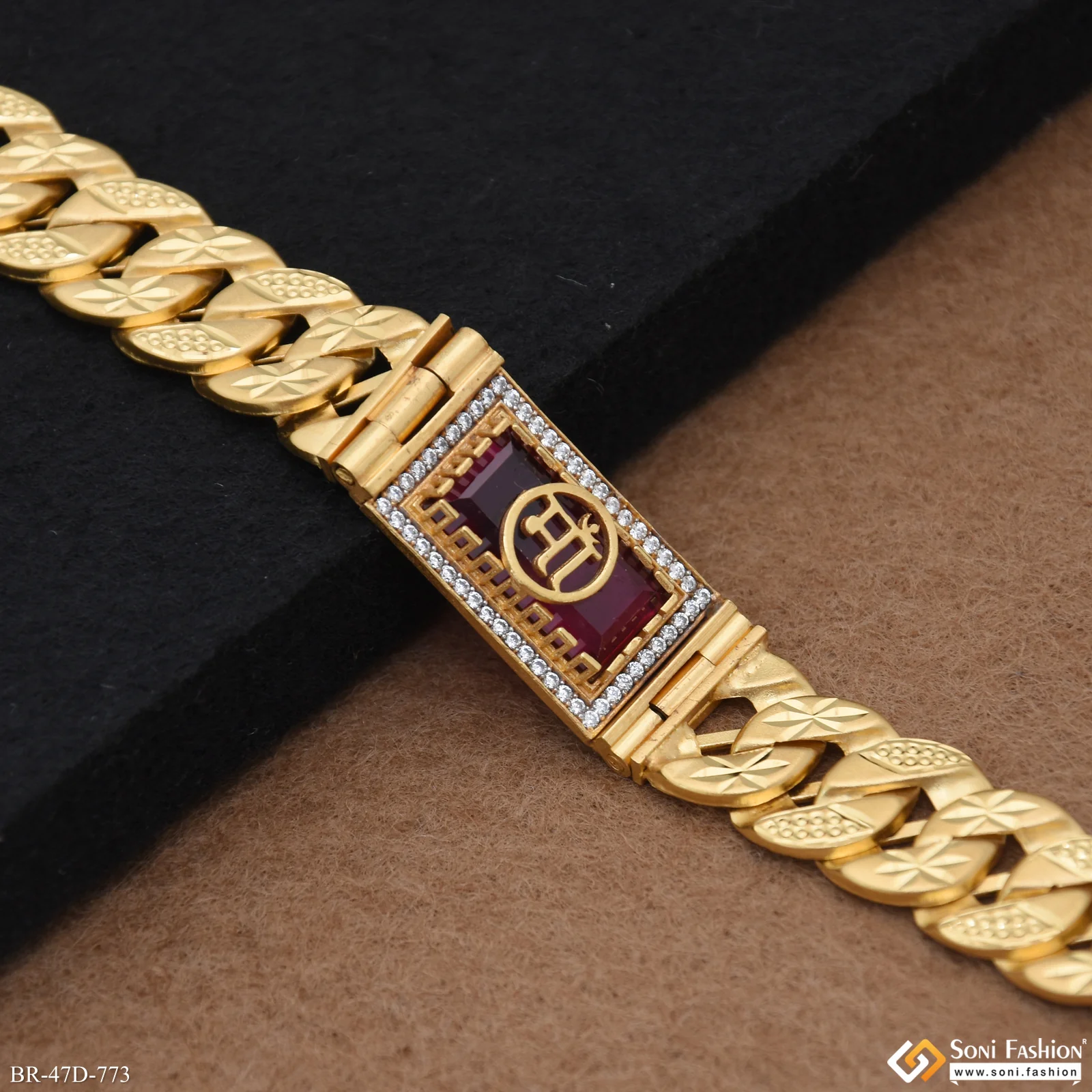1 Gram Gold Plated Maa Awesome Design Pokal Bracelet for Men - Style D773 - Image 5