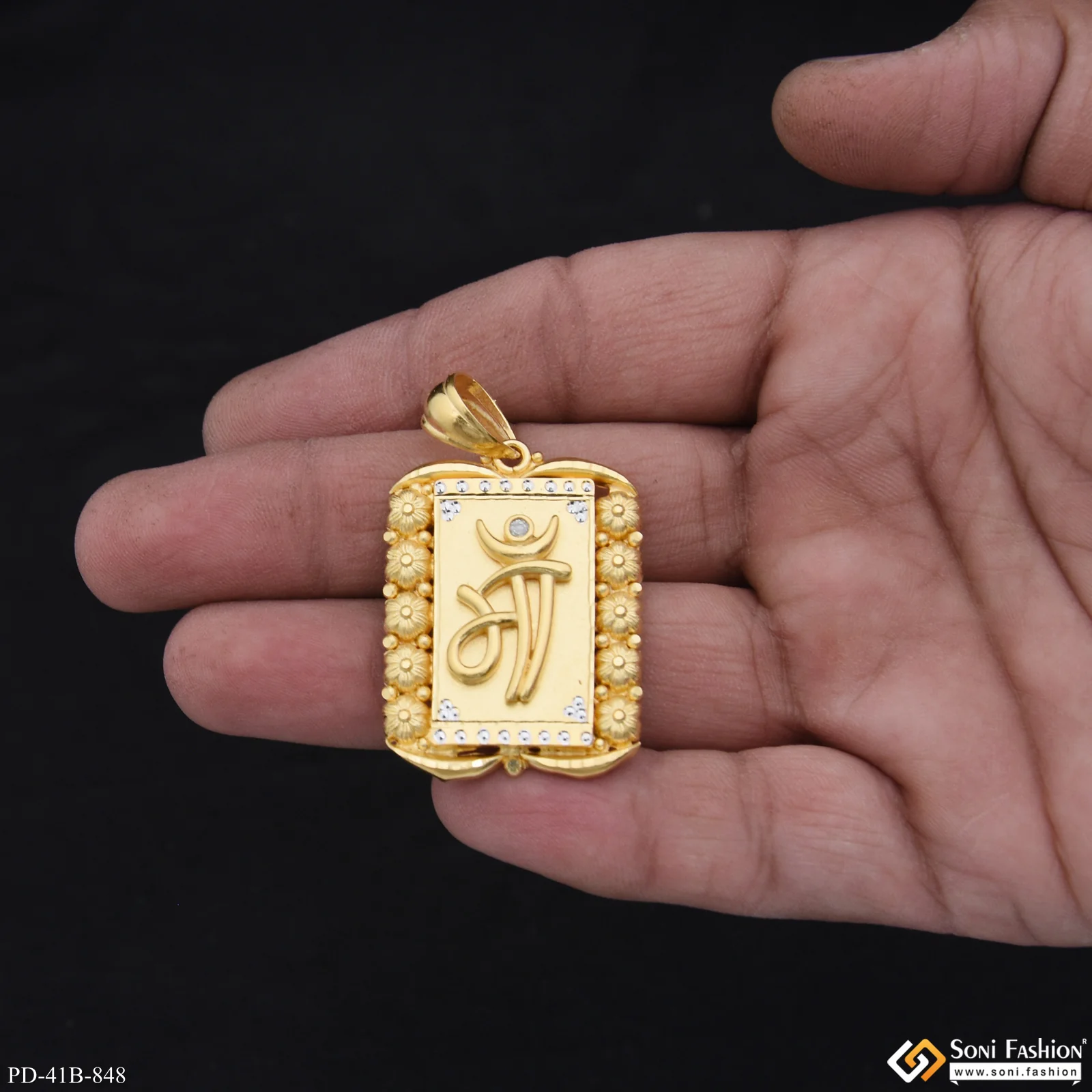 1 Gram Gold Plated Maa Trending Design Pendant for Men - Style B848