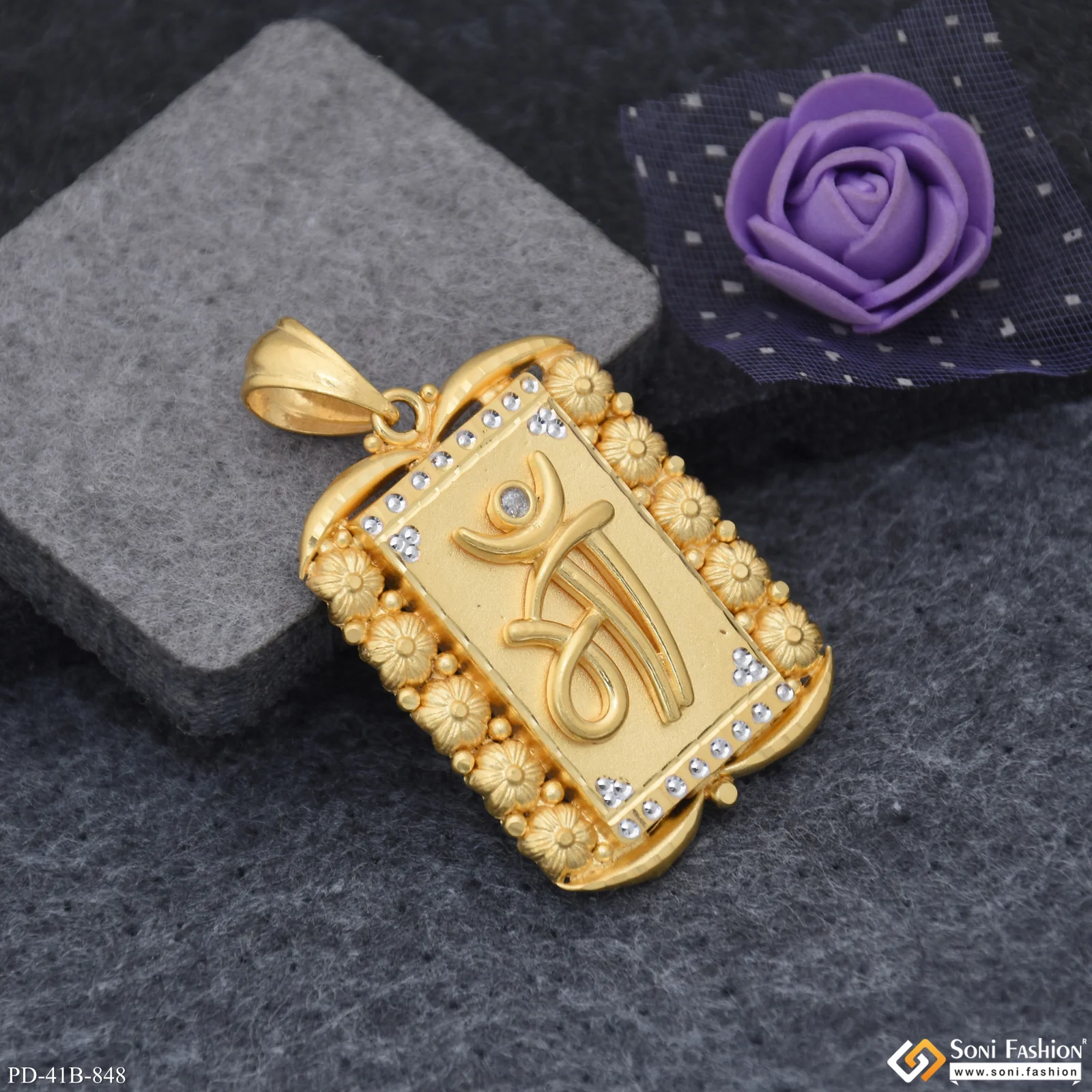 1 Gram Gold Plated Maa Trending Design Pendant for Men - Style B848 - Image 2