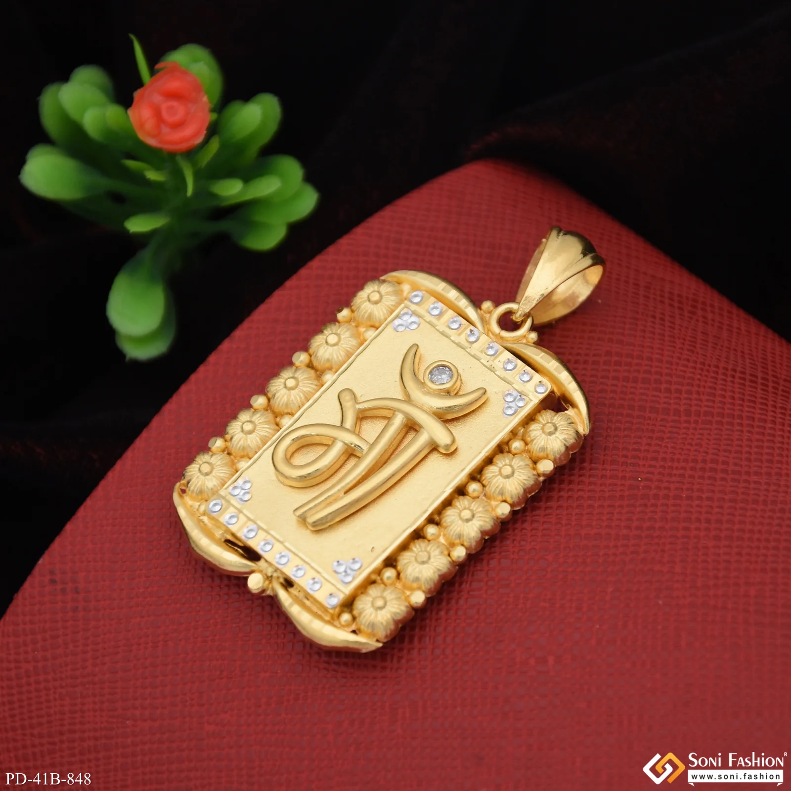 1 Gram Gold Plated Maa Trending Design Pendant for Men - Style B848 - Image 3