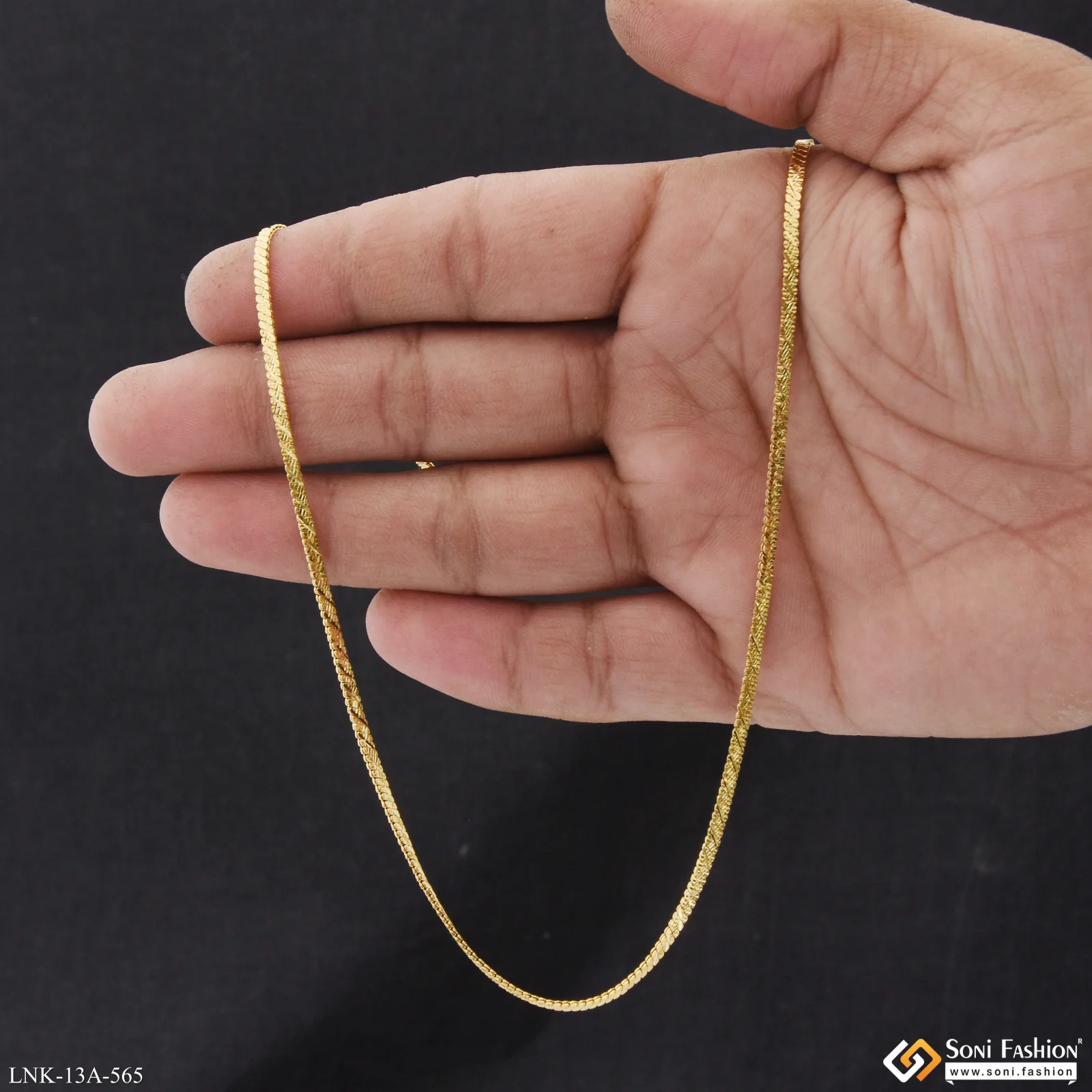 1 Gram Gold Plated Magnificent Design Chain for Ladies - Style A565 - Image 3
