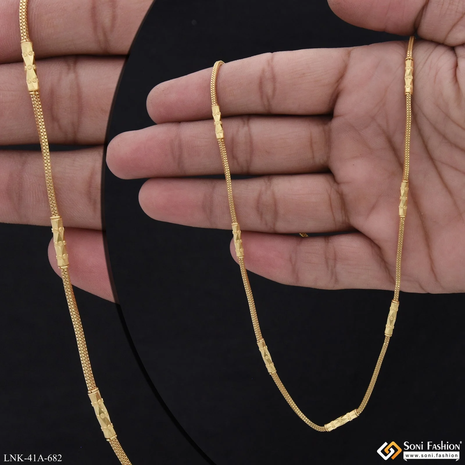 1 Gram Gold Plated Magnificent Design Chain for Ladies - Style A682