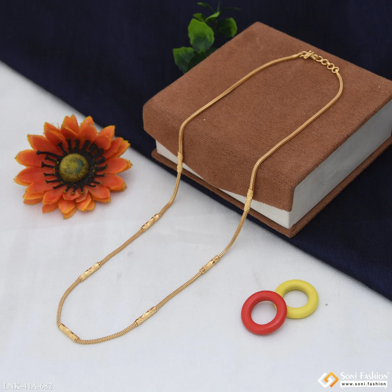 1 Gram Gold Plated Magnificent Design Chain for Ladies - Style A682 - Image 3