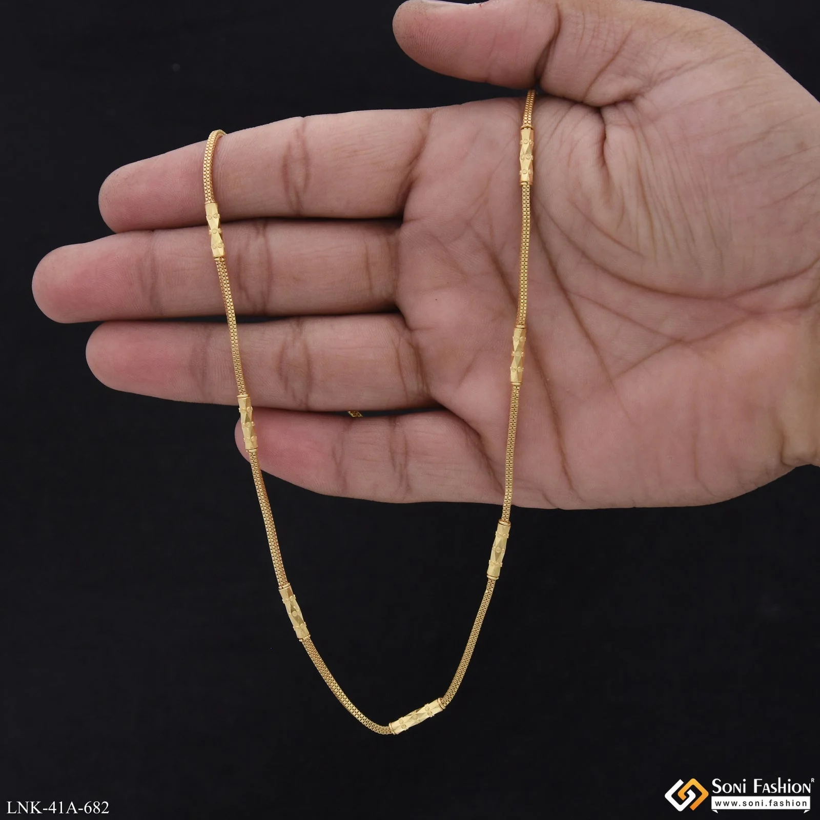 1 Gram Gold Plated Magnificent Design Chain for Ladies - Style A682 - Image 6