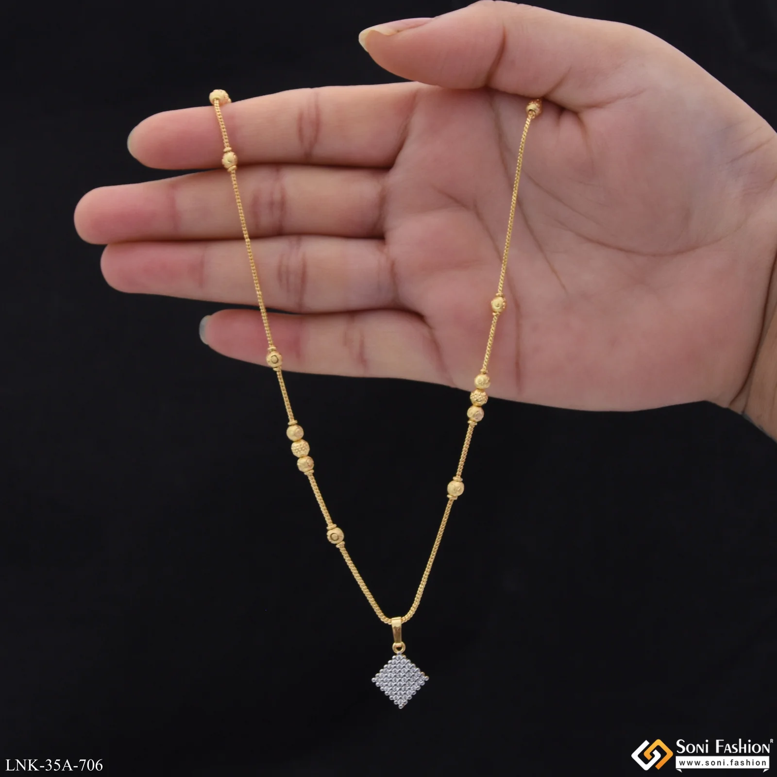 1 Gram Gold Plated Magnificent Design Chain pendant for Ladies - Style A706 - Image 3