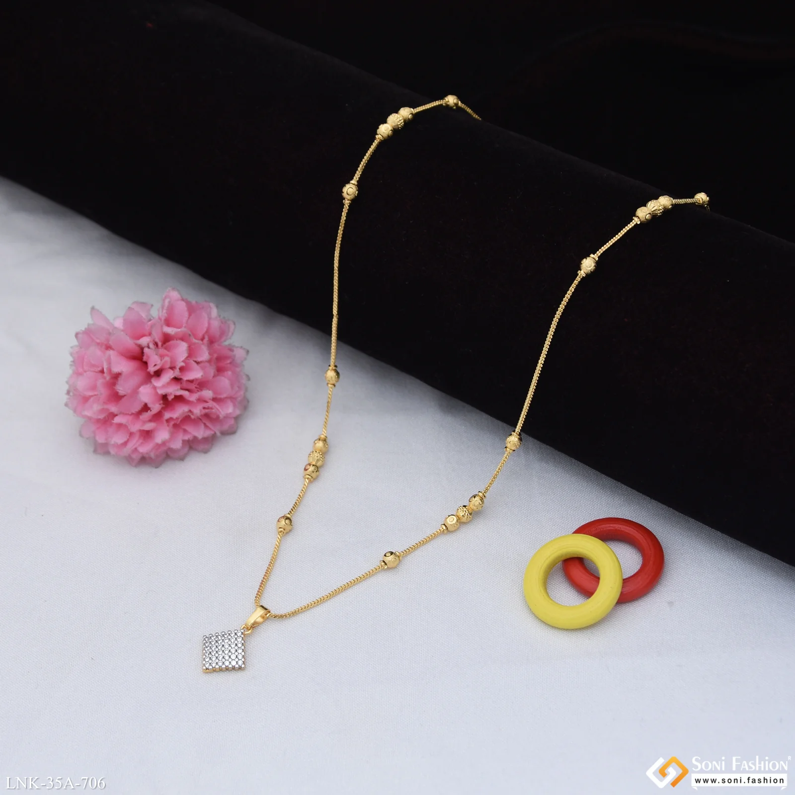 1 Gram Gold Plated Magnificent Design Chain pendant for Ladies - Style A706 - Image 4