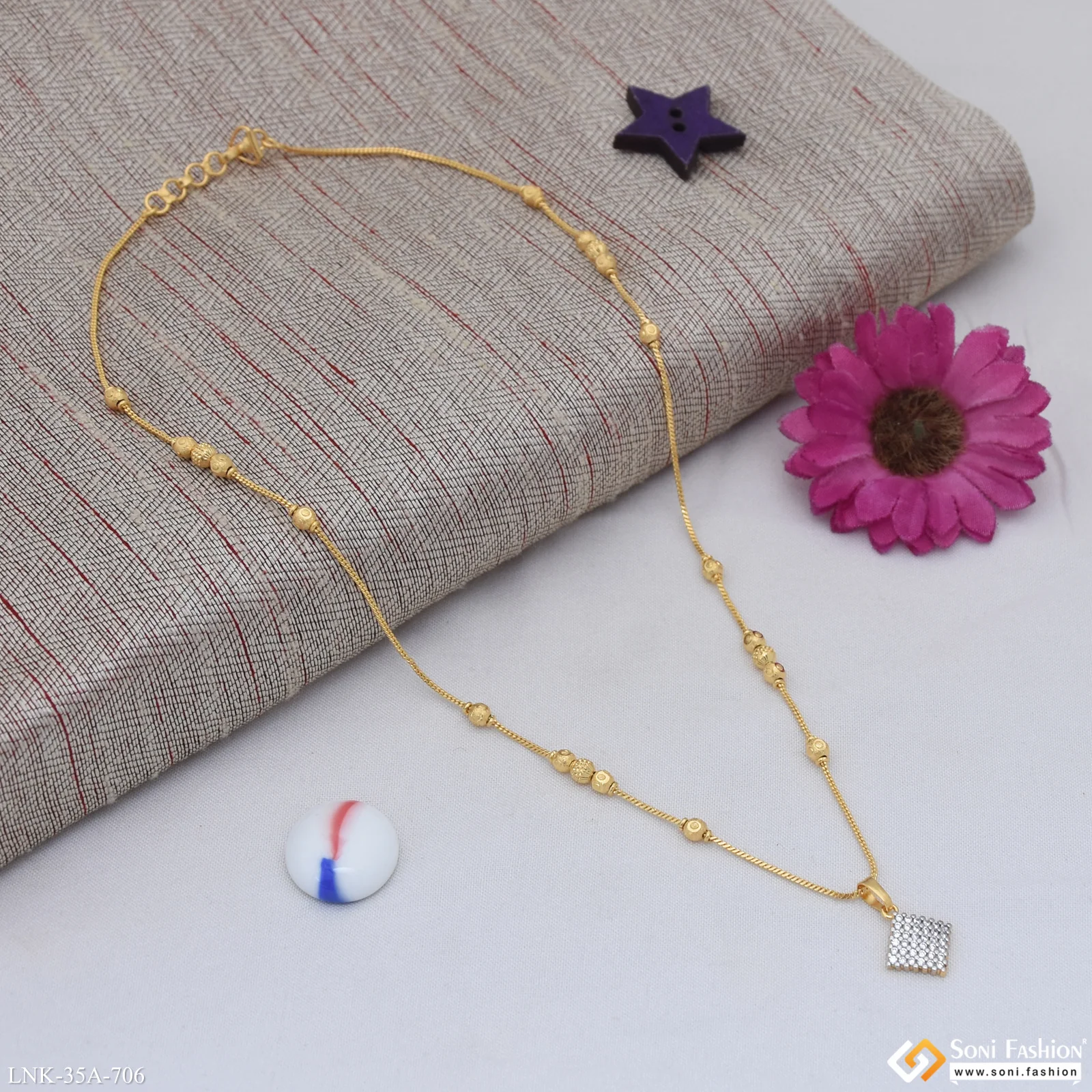 1 Gram Gold Plated Magnificent Design Chain pendant for Ladies - Style A706 - Image 5