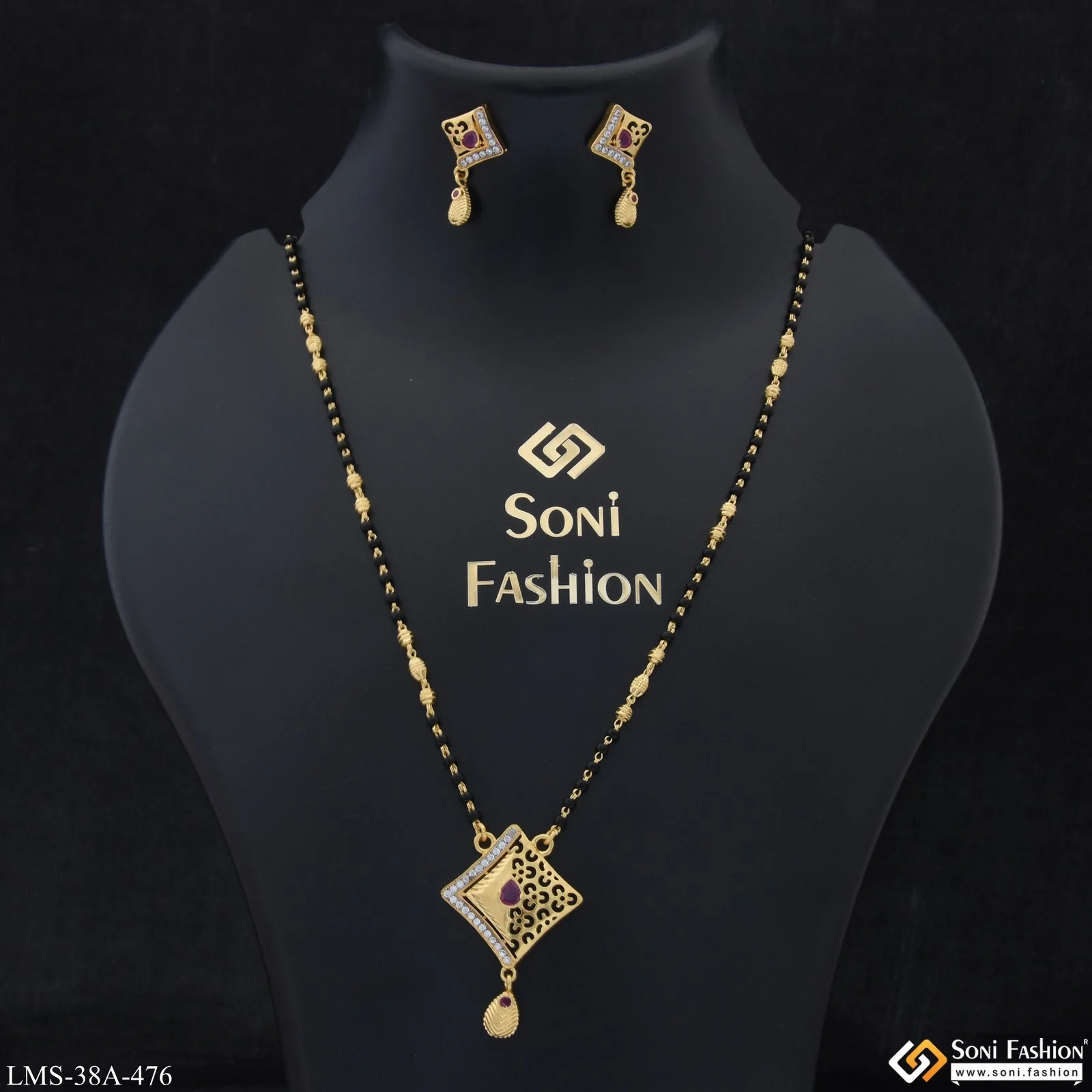1 Gram Gold Plated Magnificent Design Mangalsutra Set for Women - Style A476 - Image 2