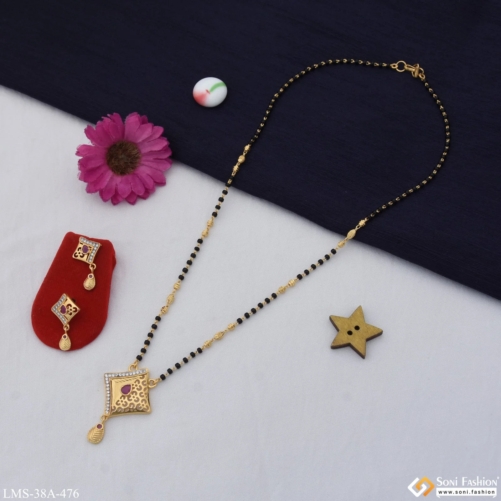 1 Gram Gold Plated Magnificent Design Mangalsutra Set for Women - Style A476 - Image 5