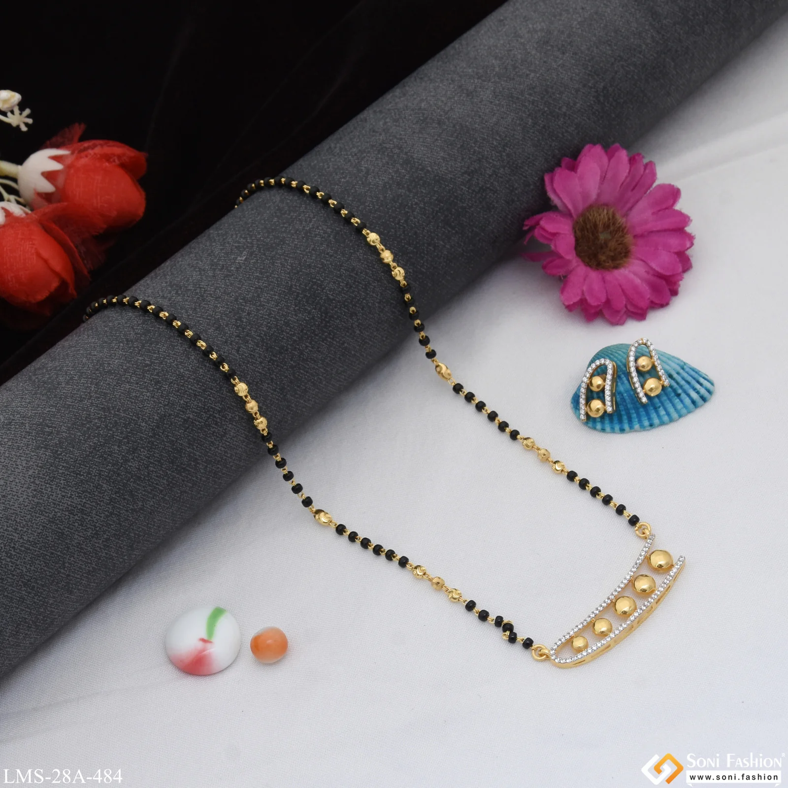 1 Gram Gold Plated Magnificent Design Mangalsutra Set for Women - Style A484 - Image 4