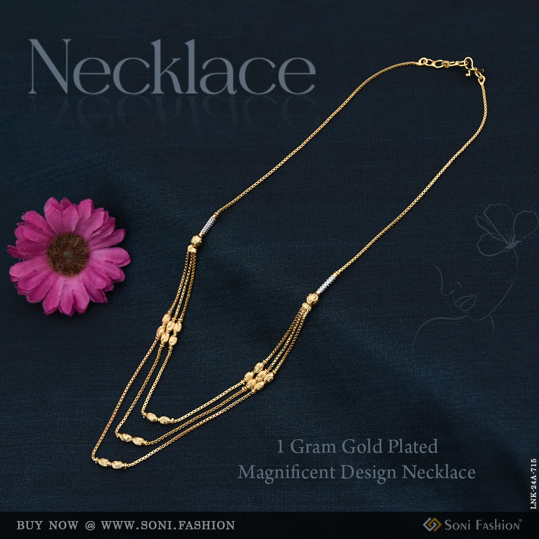 1 Gram Gold Plated Magnificent Design Necklace for Ladies - Style A715