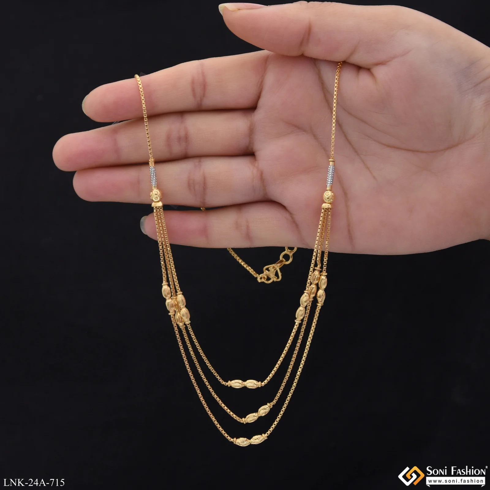 1 Gram Gold Plated Magnificent Design Necklace for Ladies - Style A715 - Image 4