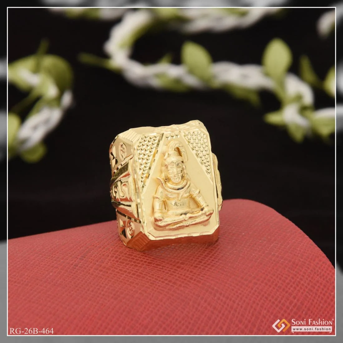 1 Gram Gold Plated Mahadev Best Quality Durable Design Ring for Men - Style B464 - Image 2