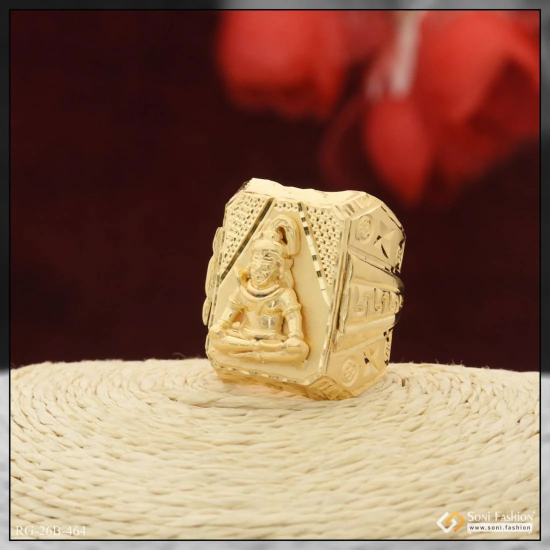 1 Gram Gold Plated Mahadev Best Quality Durable Design Ring for Men - Style B464 - Image 4