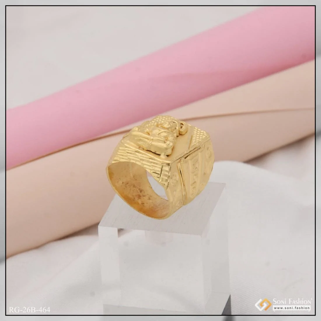 1 Gram Gold Plated Mahadev Best Quality Durable Design Ring for Men - Style B464 - Image 5