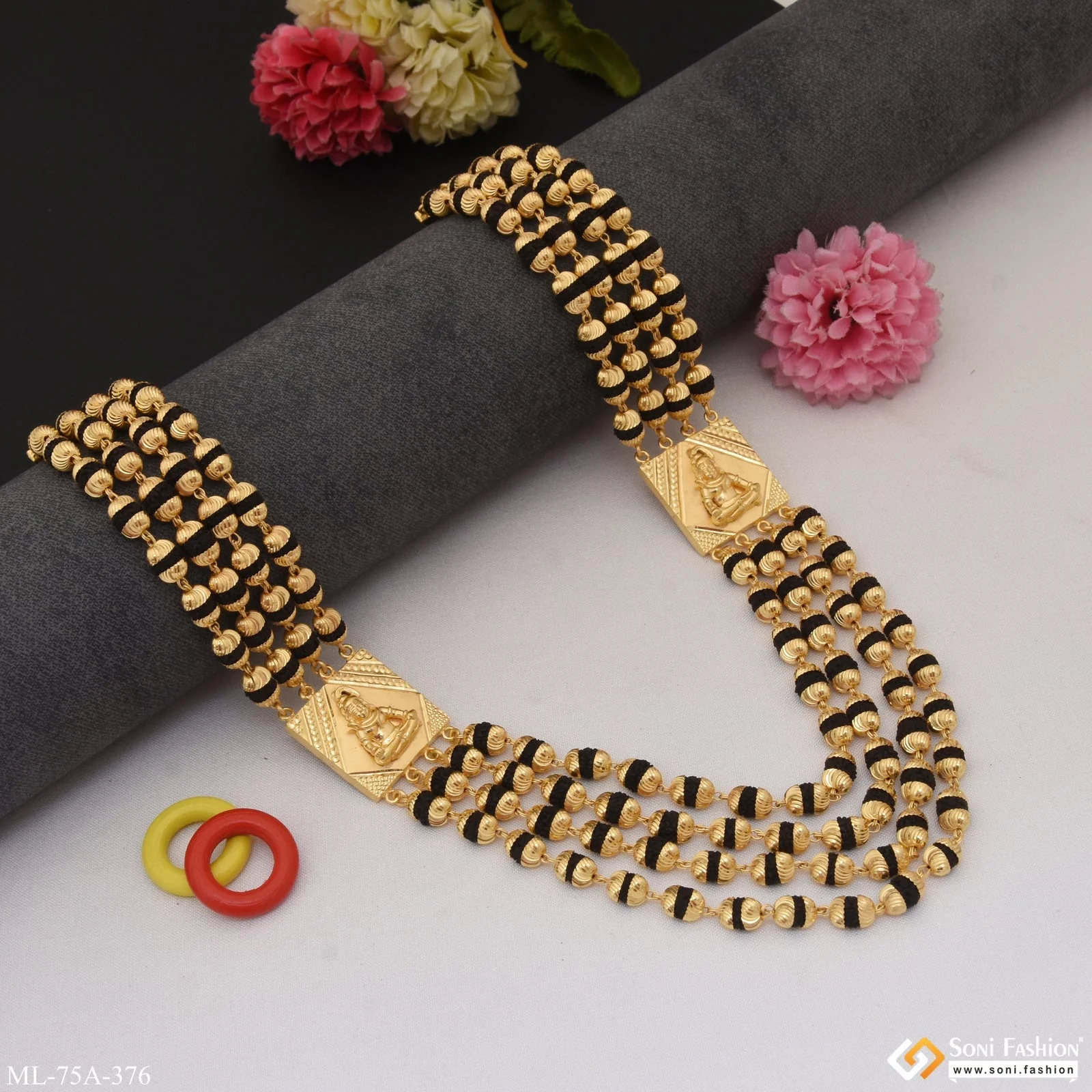 1 Gram Gold Plated Mahadev Prominent Design Rudraksha Mala for Men - Style A376 - Image 5