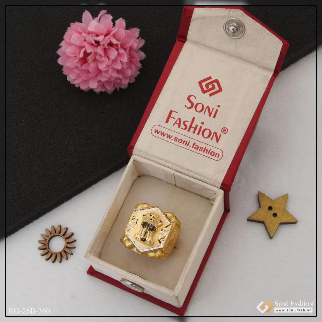 1 Gram Gold Plated Mudra Superior Quality Gorgeous Design Ring For Men - Style B360 - Image 3