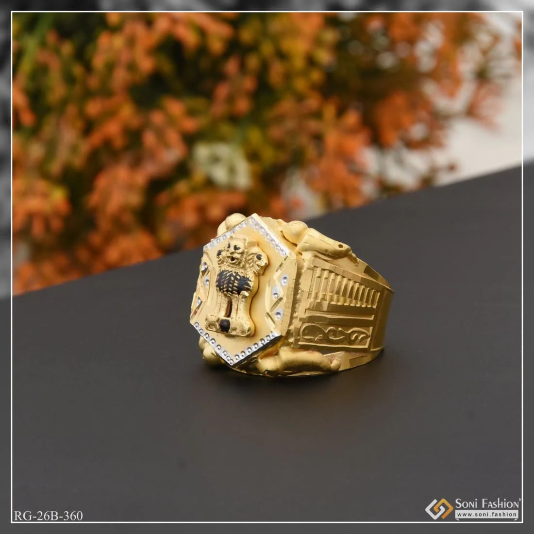 1 Gram Gold Plated Mudra Superior Quality Gorgeous Design Ring For Men - Style B360 - Image 6