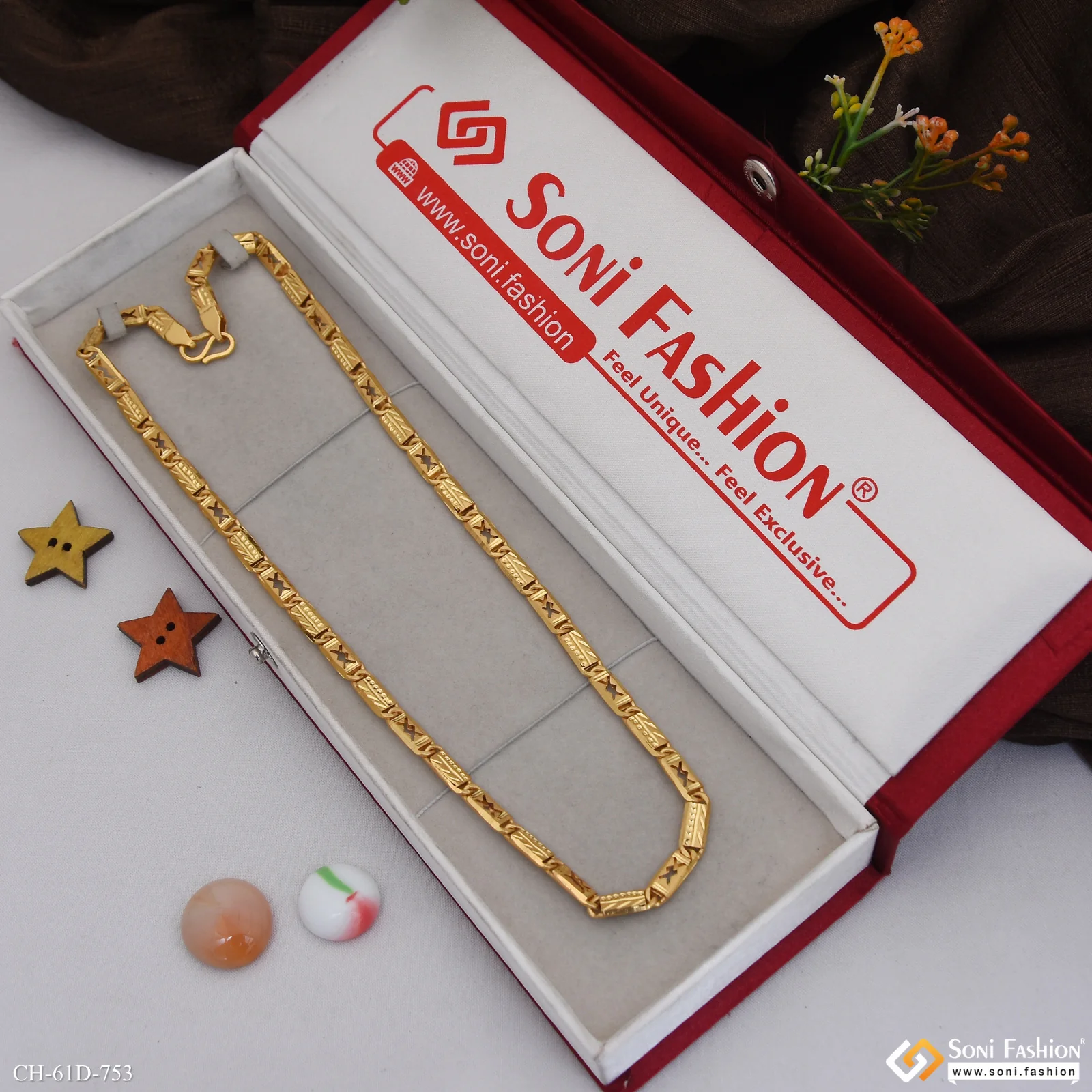 1 Gram Gold Plated Nawabi Chain for Men - Style D753 - Image 3