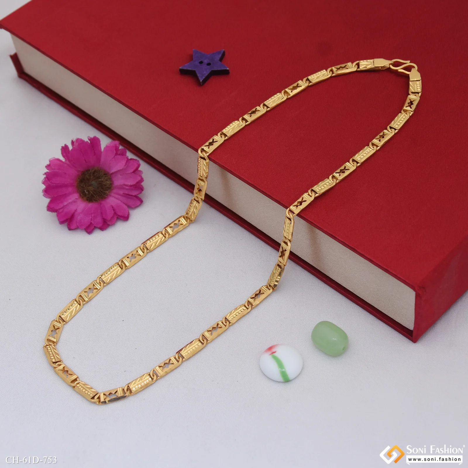 1 Gram Gold Plated Nawabi Chain for Men - Style D753 - Image 6